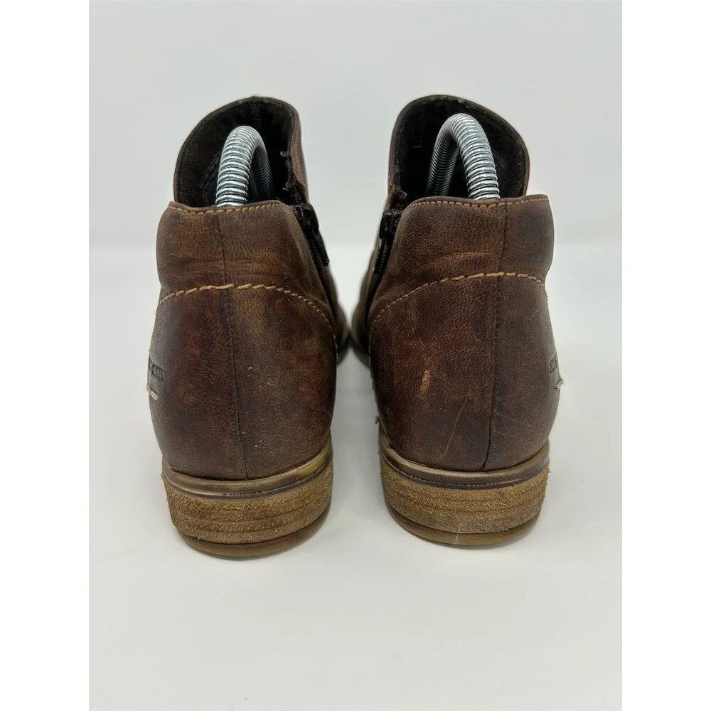 Josef Seibel Sienna 81 Women's Ankle Booties Brown Side Zip Low Heel Size 39
